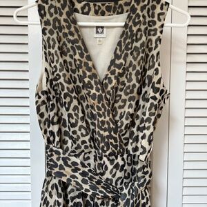 Anne Klein Leopard Print Midi Dress sz 2